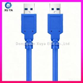 蓝色 USB3.0 A 公对公双屏蔽高速数据线