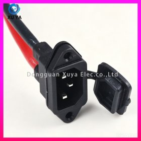 面板安装 IEC C14 电源插座 带防尘盖 预接