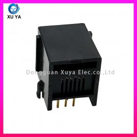 工业卧式 RJ11 插座 6P6C 全塑无 LED 带安装
