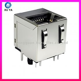 百兆立式带灯 RJ45 内置磁环连接器