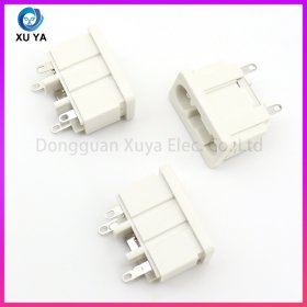 白色三针四脚 AC 电源母座 IEC 三孔连体 AC 插座